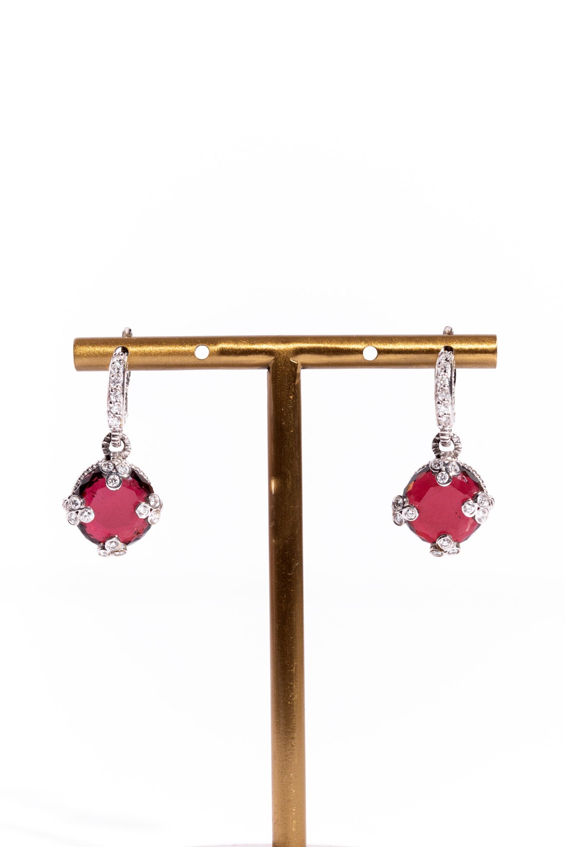 JUDITH RIPKA Rhodolite Garnet & Diamond Earrings