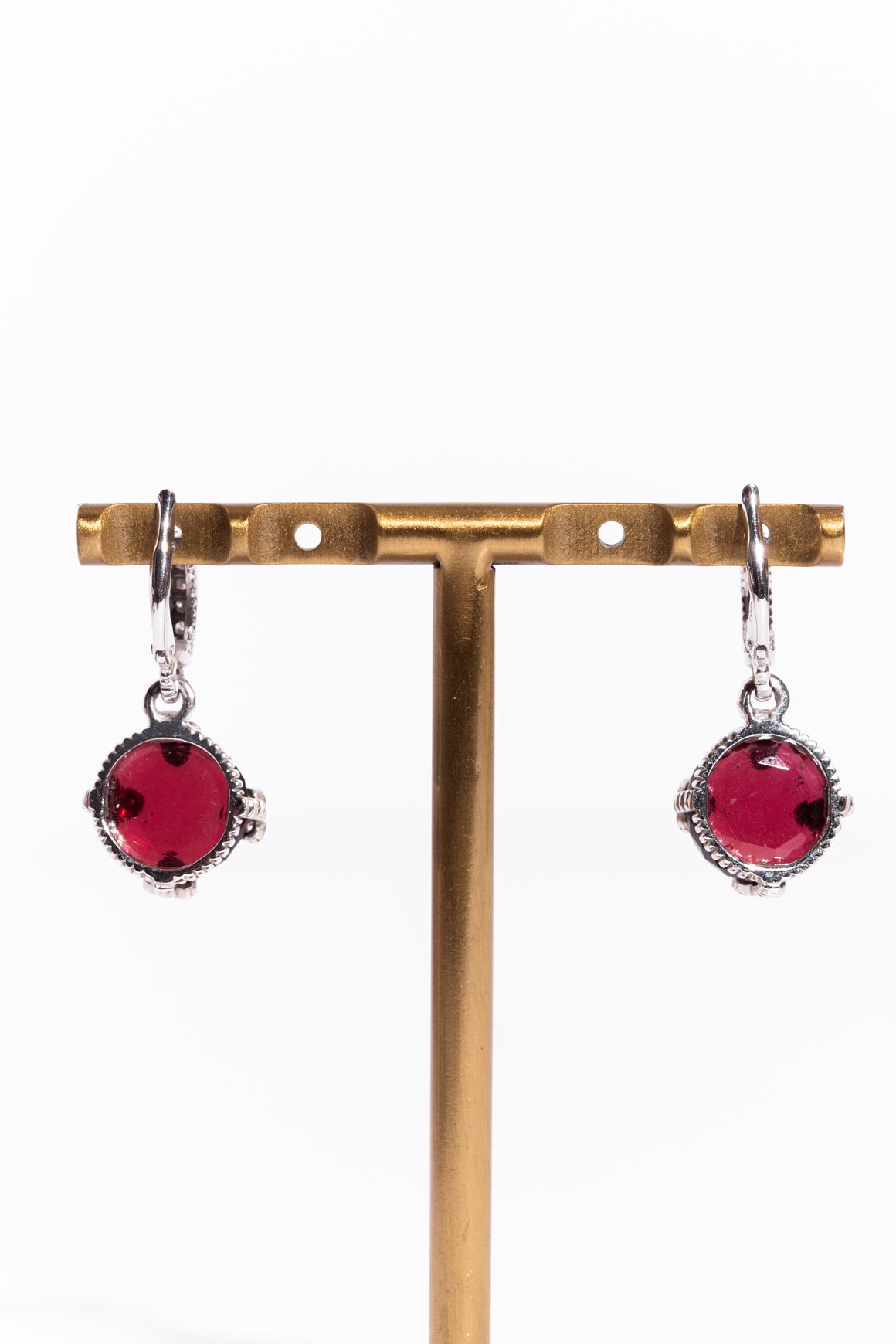 JUDITH RIPKA Rhodolite Garnet & Diamond Earrings