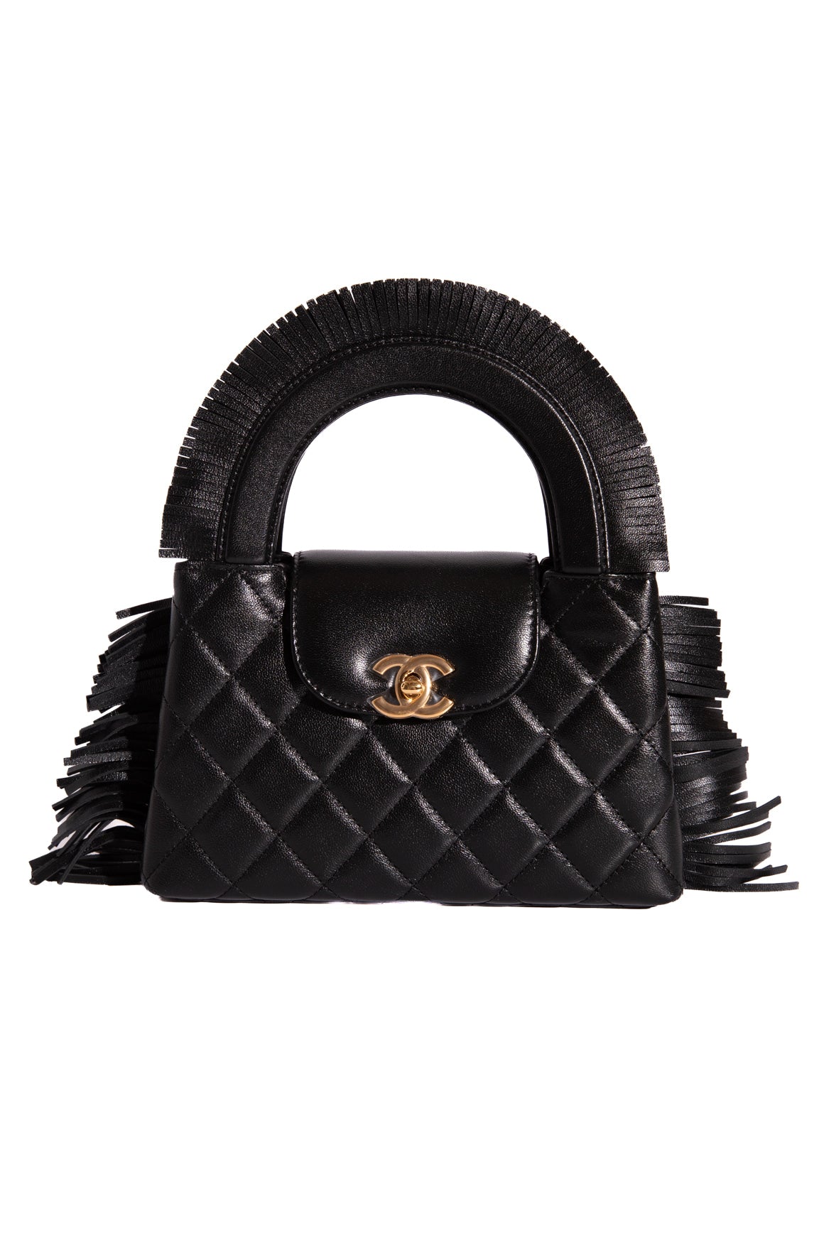 CHANEL 2026 Black Fringe Kelly Mini Shopping Bag
