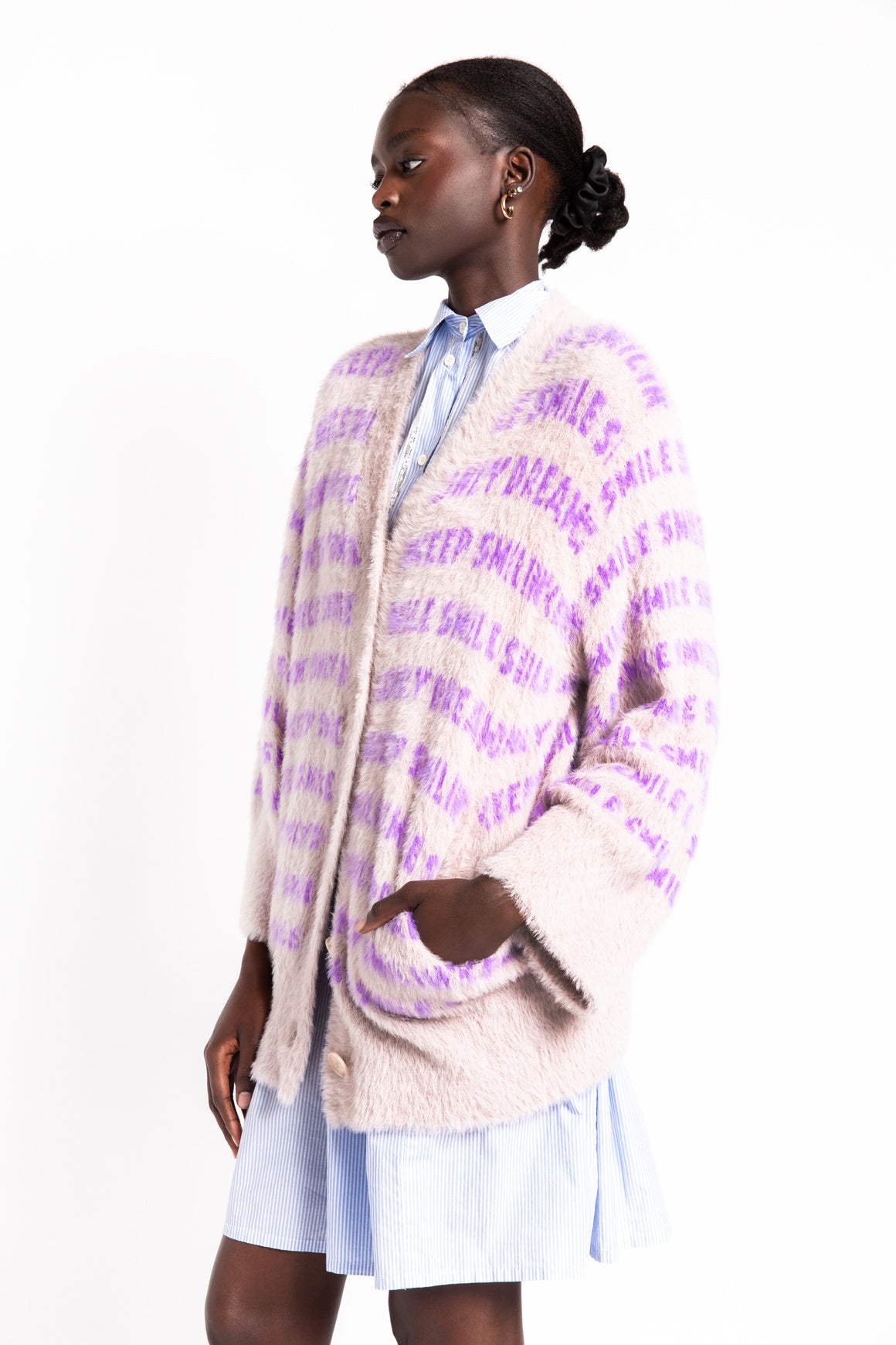 STELLA MCCARTNEY Lilac Slogan Cardigan