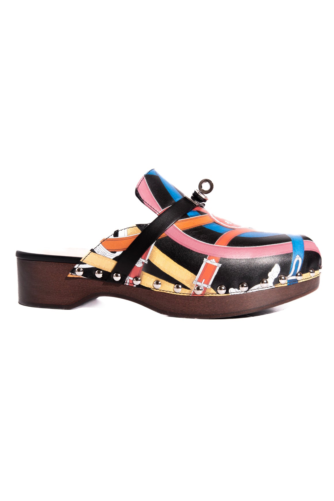 HERMES Carlotta Cavalvadour Print Mules (Sz. 36)