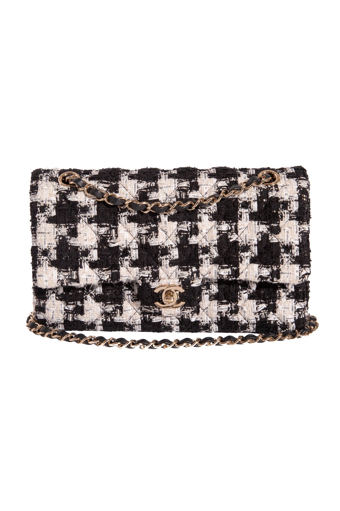 2019 CHANEL Houndstooth Tweed Small Classic Double Flap