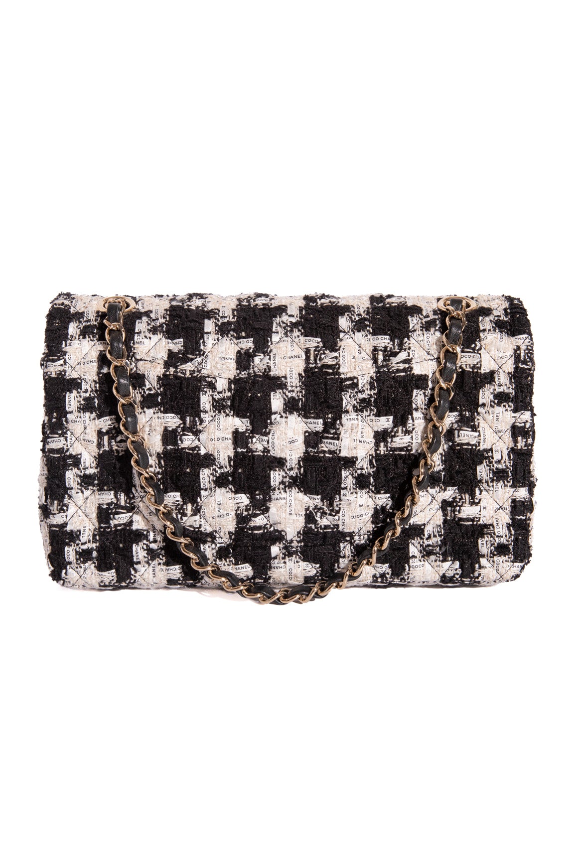2019 CHANEL Houndstooth Tweed Small Classic Double Flap