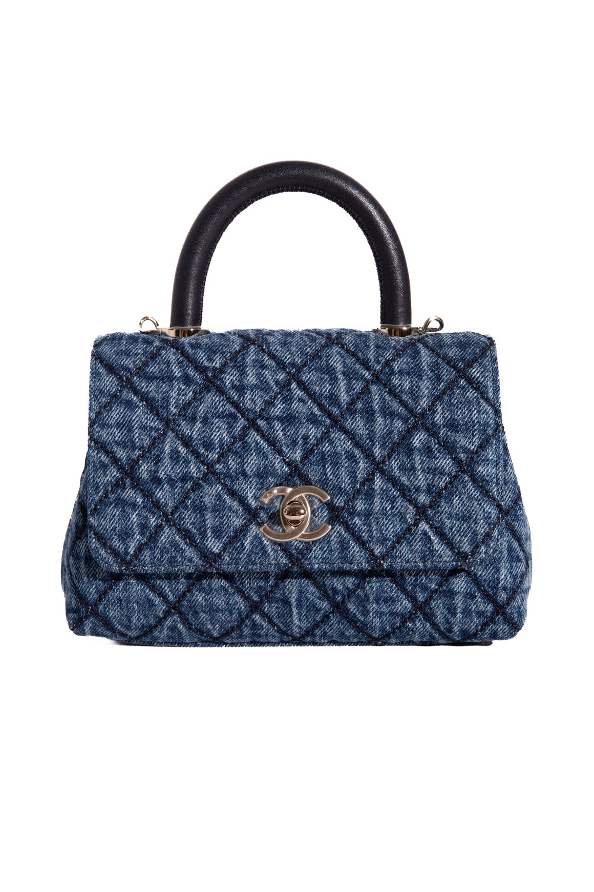 CHANEL 2026 Denim Mini Quilted Coco Top Handle Bag