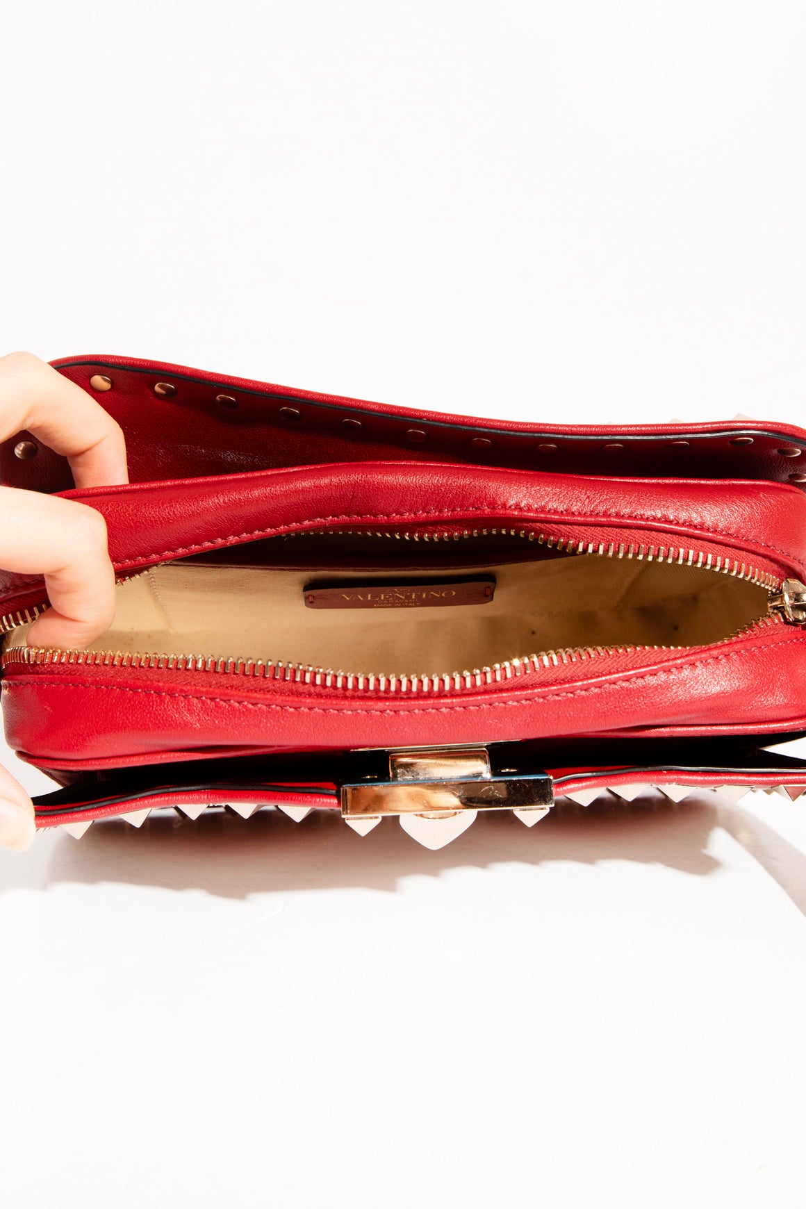 VALENTINO Red & Blue Chevron Rockstud Crossbody