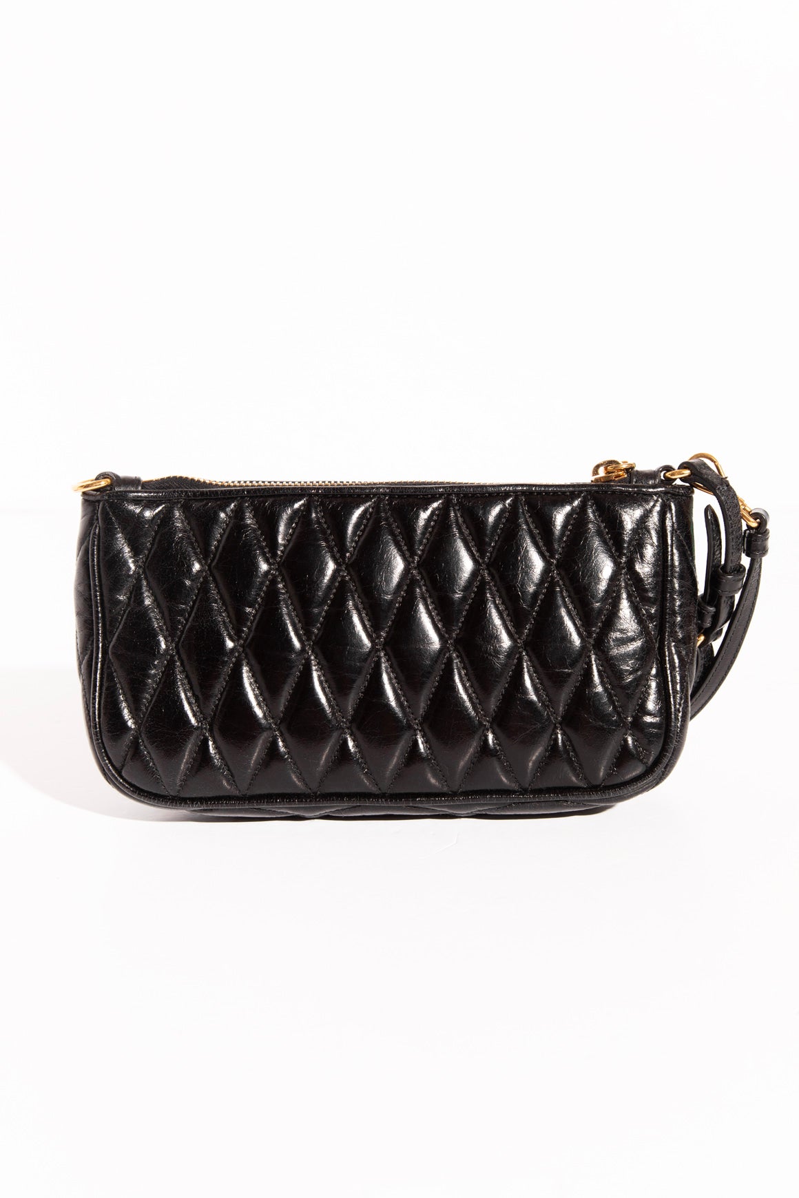 MIU MIU Black Matlasse Quilted Wristlet