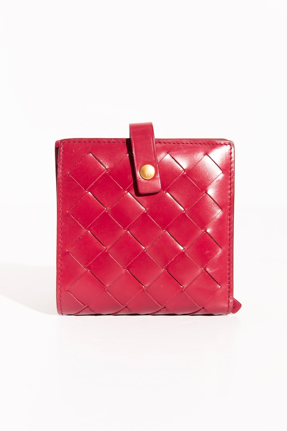 BOTTEGA VENETA Raspberry Intrecciato Leather Bi-Fold Wallet