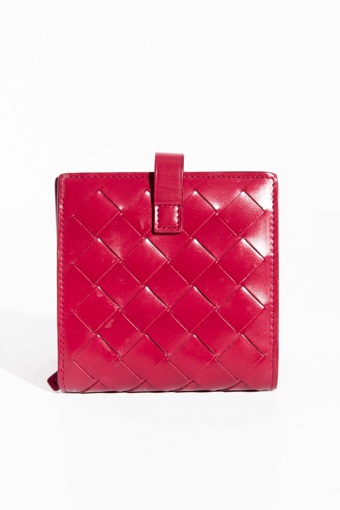 BOTTEGA VENETA Raspberry Intrecciato Leather Bi-Fold Wallet