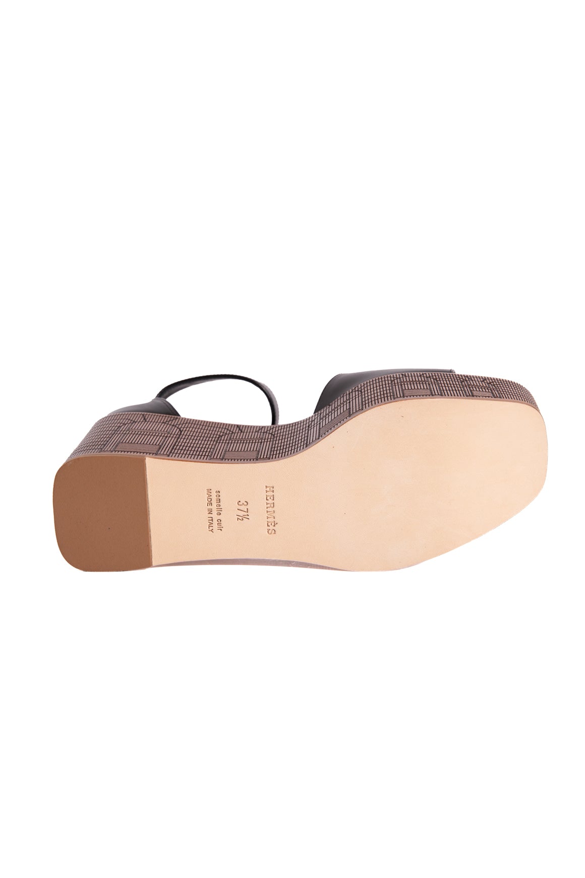 HERMES Black Leather Wooden Illusion 35 Platform Sandals (Sz. 37.5)