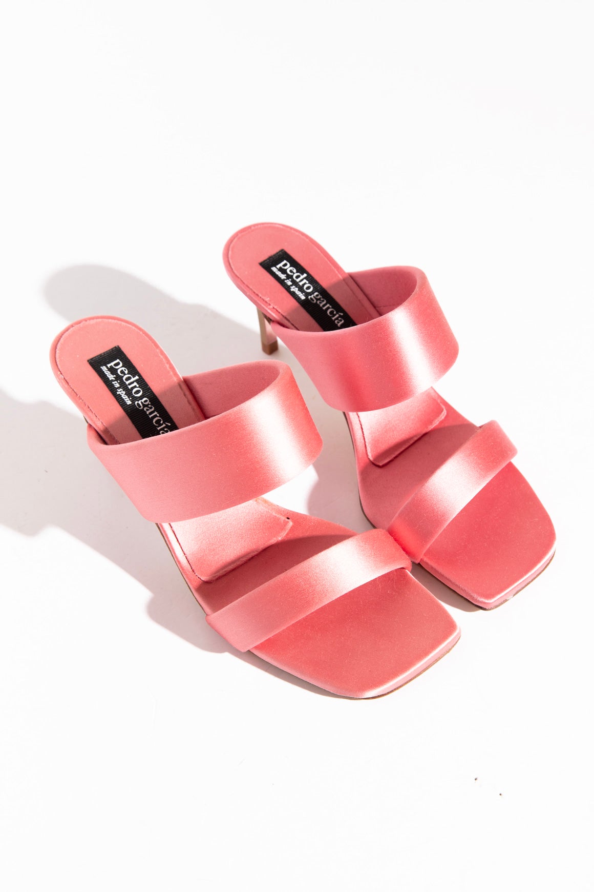 PEDRO GARCIA Pink Satin Italica Heel Mules (Sz. 36.5)