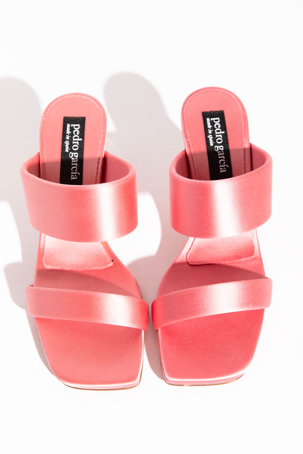 PEDRO GARCIA Pink Satin Italica Heel Mules (Sz. 36.5)