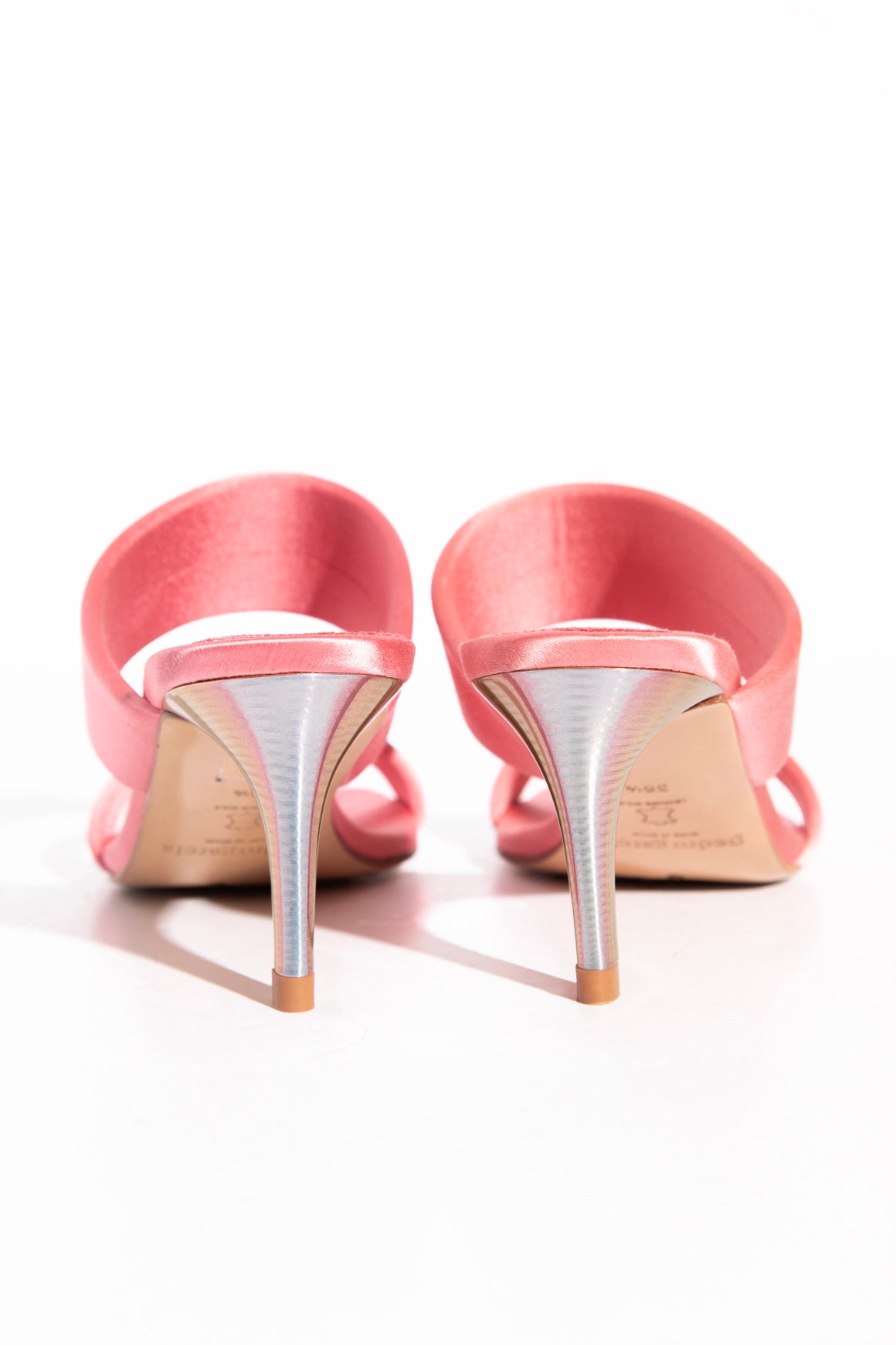 PEDRO GARCIA Pink Satin Italica Heel Mules (Sz. 36.5)