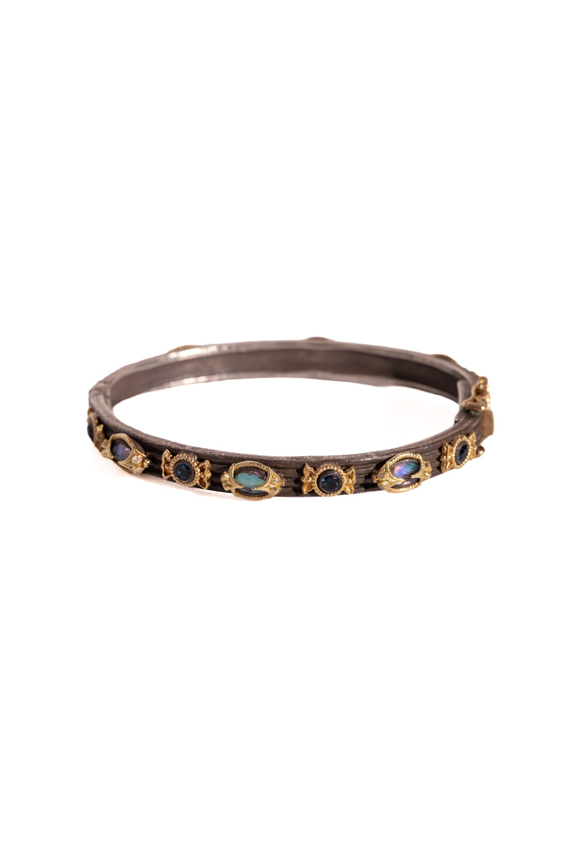ARMENTA Silver & 18k Multi-Stone Hinge Bracelet