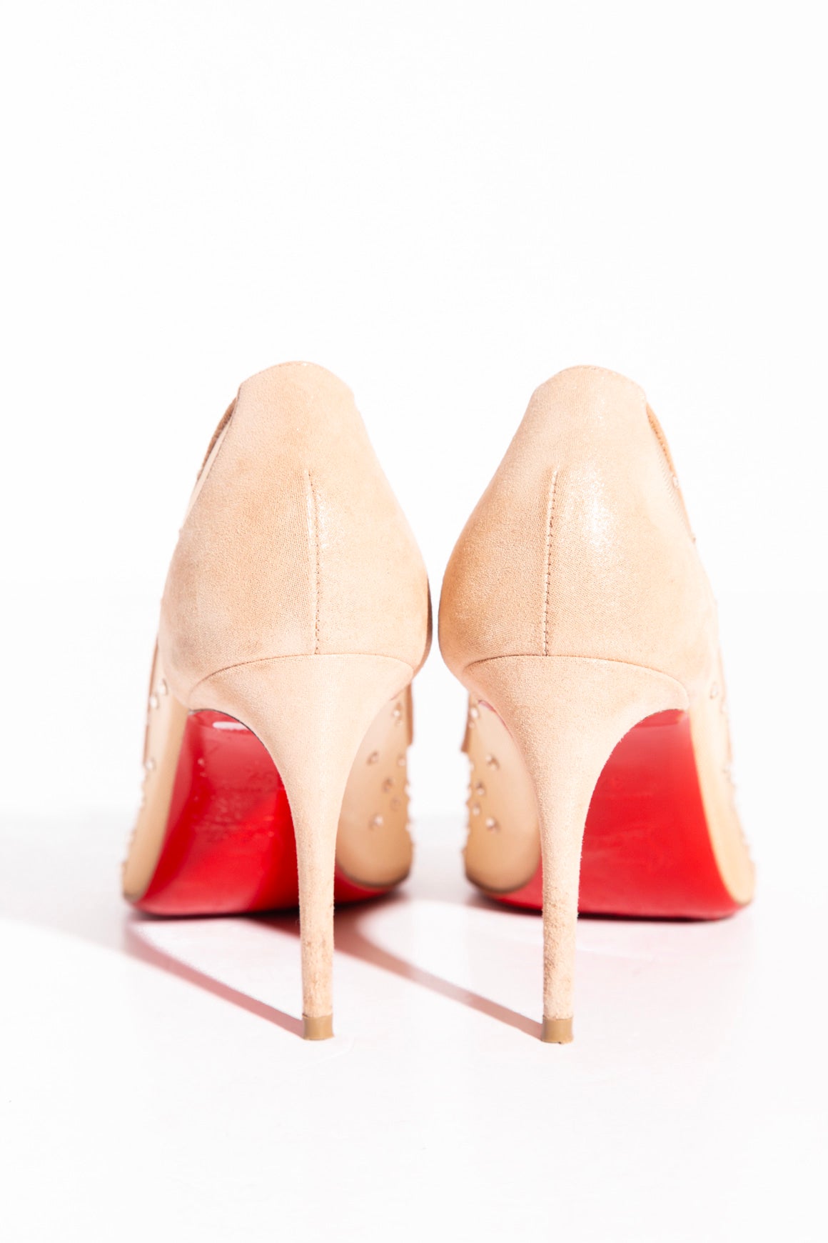 LOUBOUTIN Nude Crystal Mesh Pumps (Sz. 37)