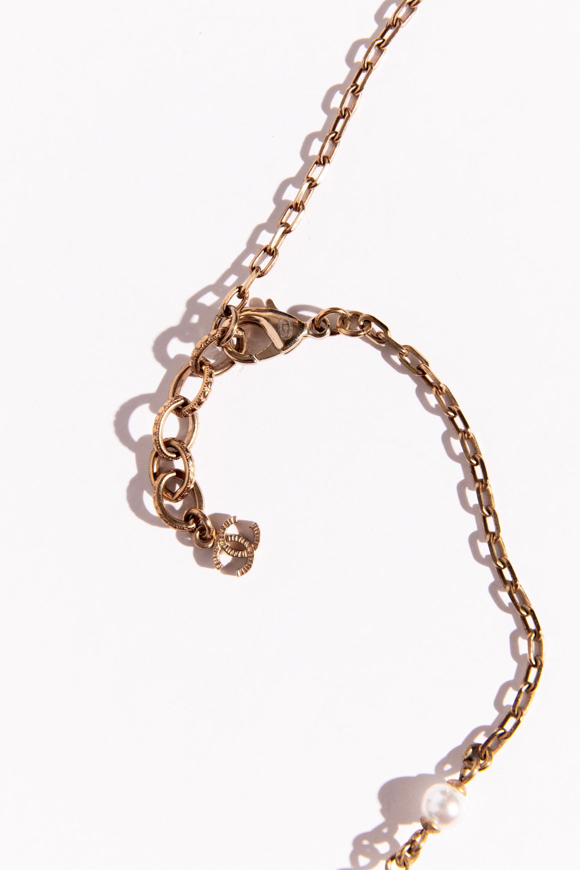 2017 CHANEL Gold Pearl Multi Color Stone Long Necklace