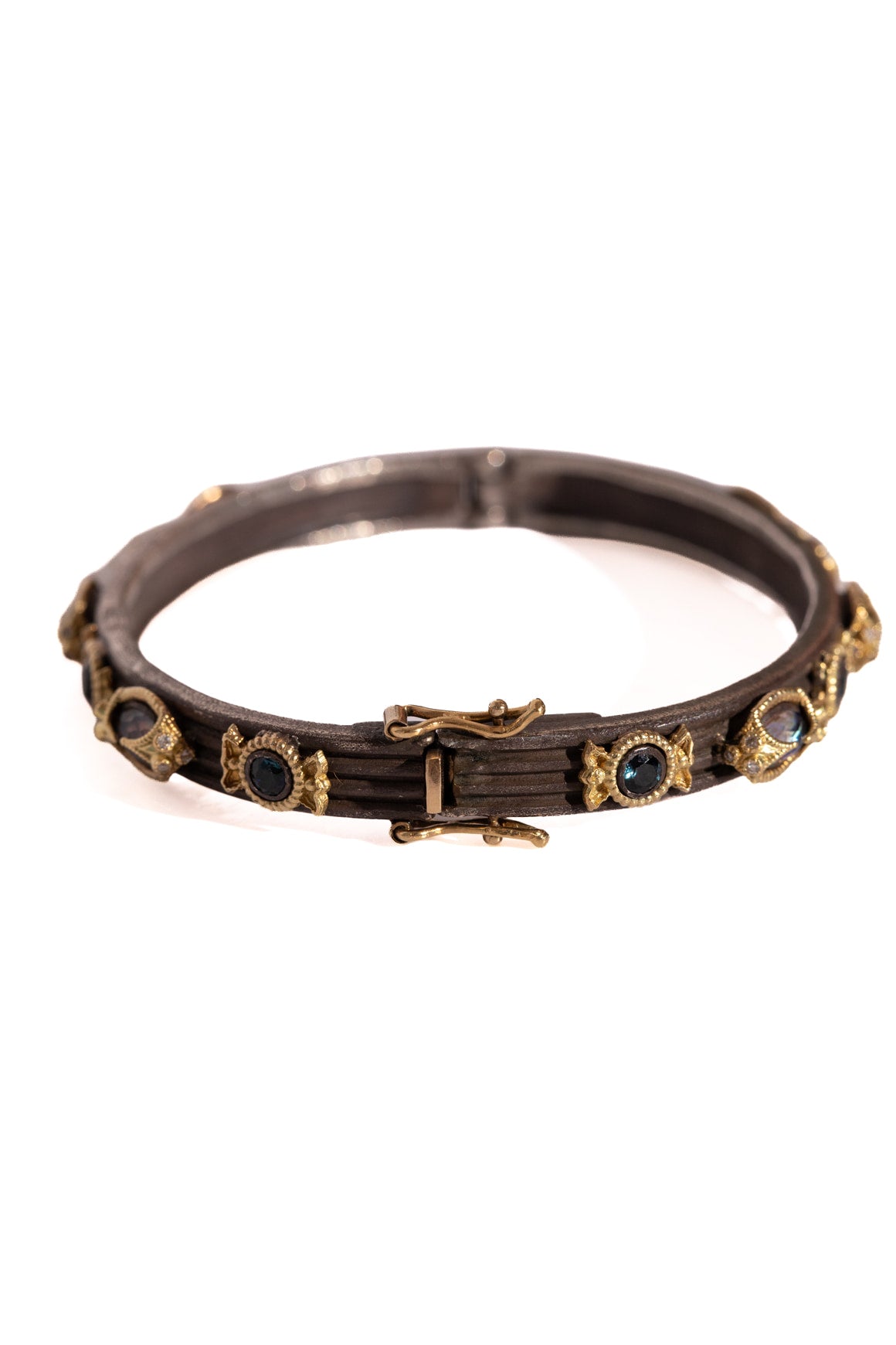 ARMENTA Silver & 18k Multi-Stone Hinge Bracelet
