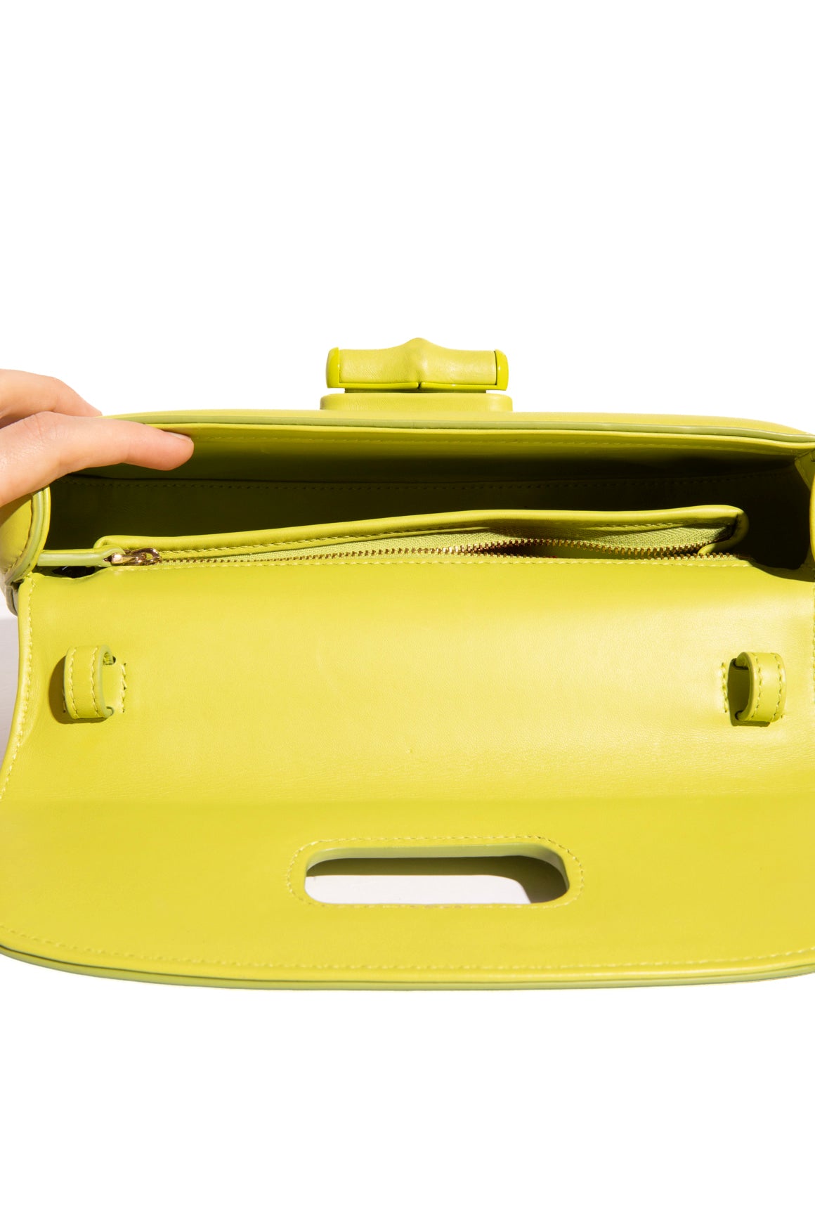 GUCCI Chartreuse Bamboo "Diva" Small Top Handle Bag