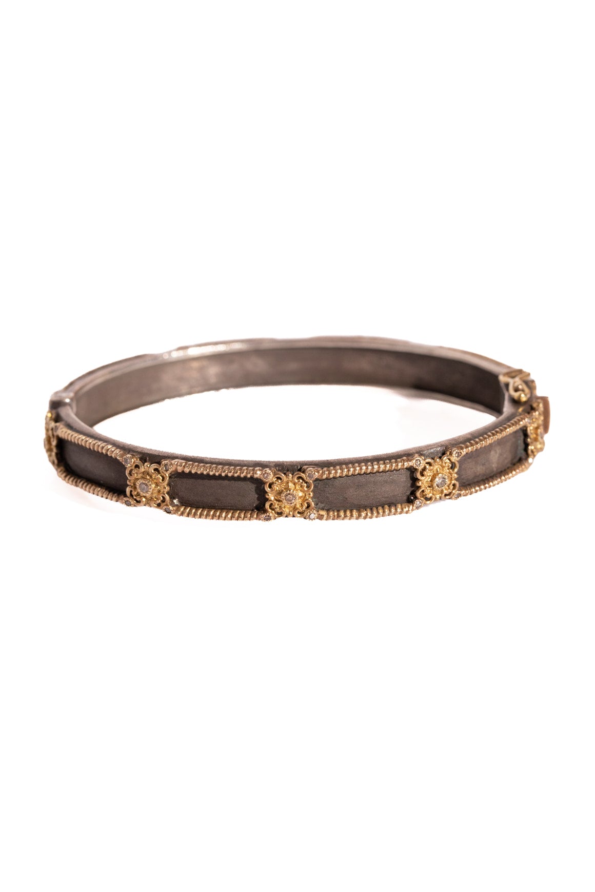 ARMENTA Silver & 18k Gold Diamond Hinge Bracelet