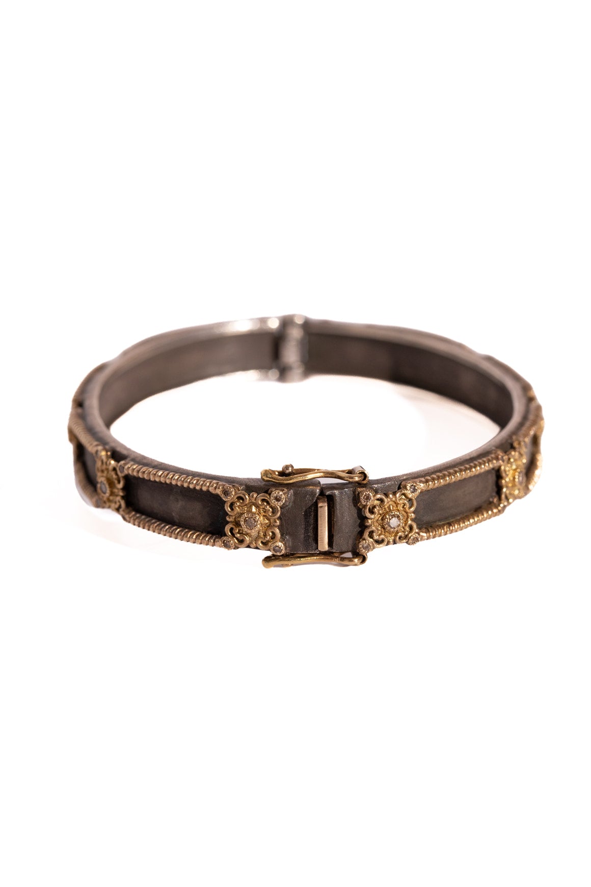 ARMENTA Silver & 18k Gold Diamond Hinge Bracelet