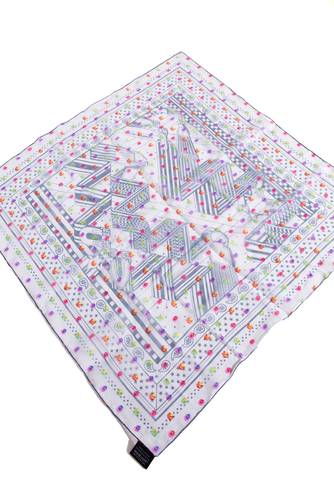 HERMES Sheer Bandana Silk Scarf