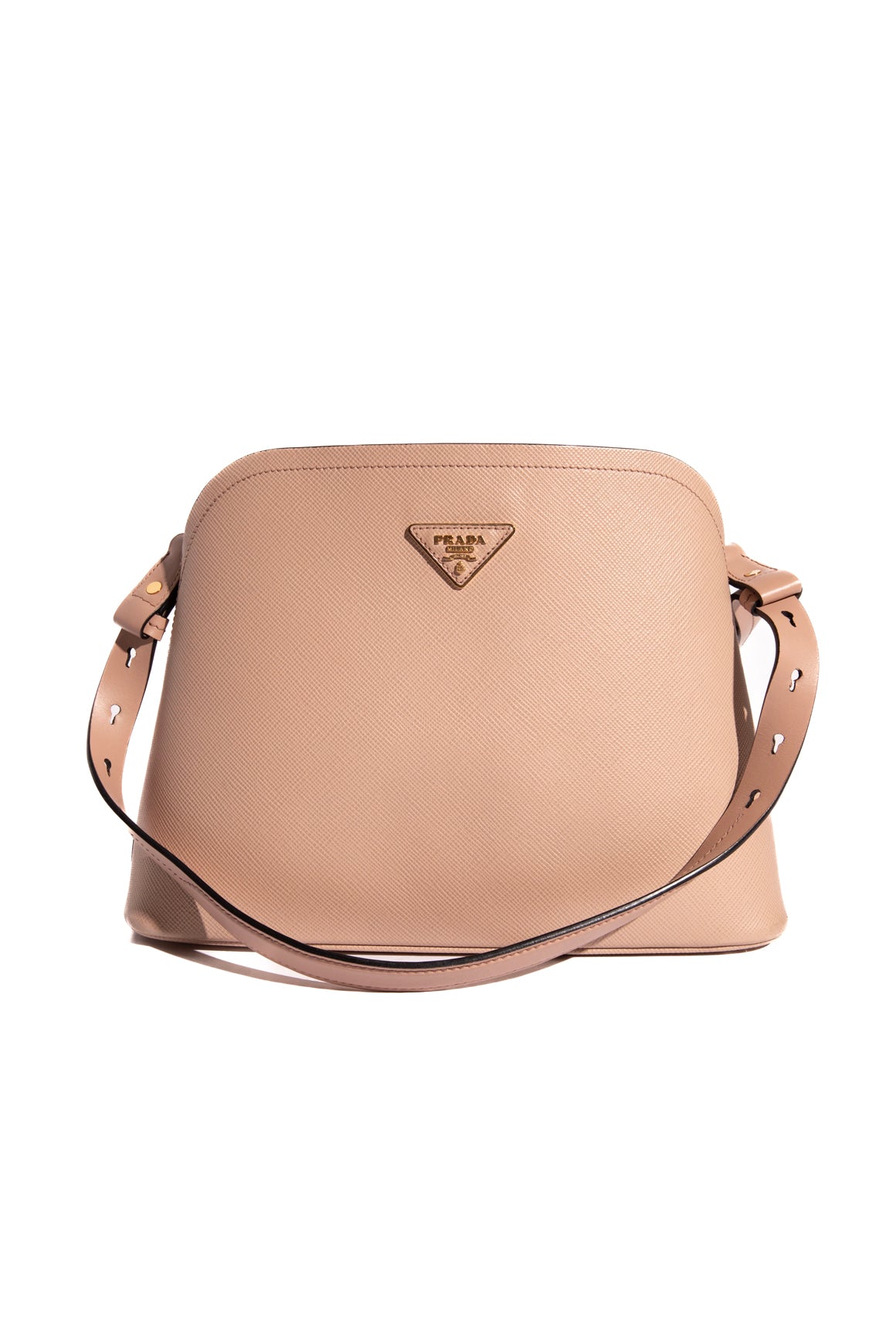 PRADA Taupe Saffiano Promenade Bucket Bag