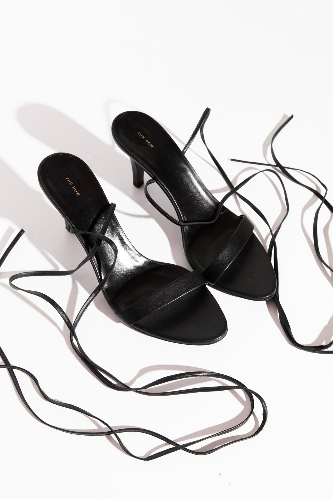 THE ROW Black Leather Strappy Tie Heels (Sz. 40.5)