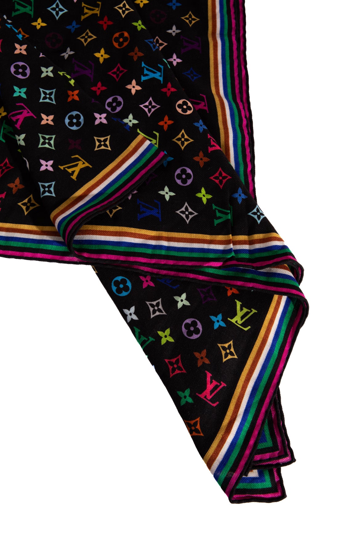 LOUIS VUITTON Black Multicolor LV Flora Large Scarf