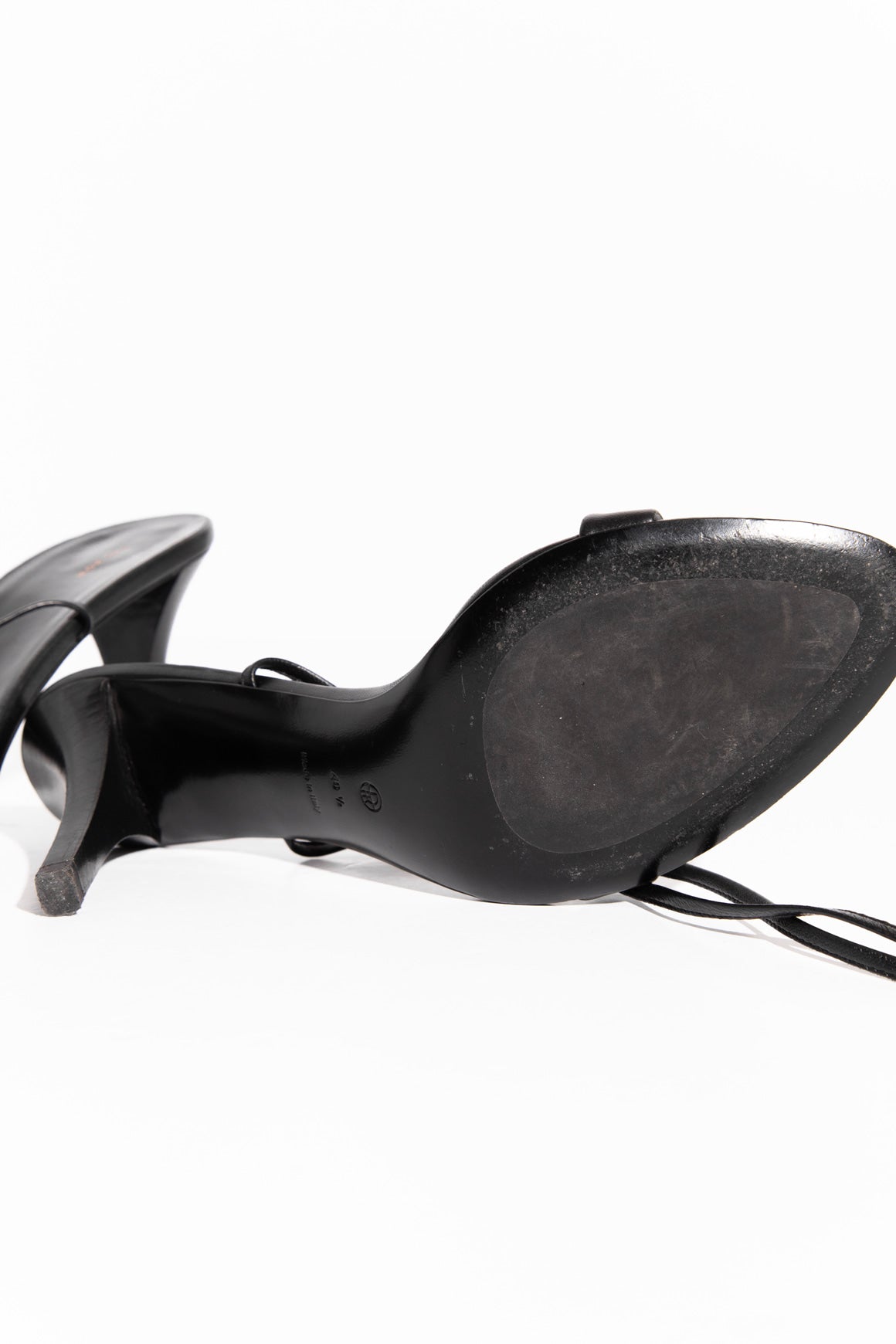 THE ROW Black Leather Strappy Tie Heels (Sz. 40.5)