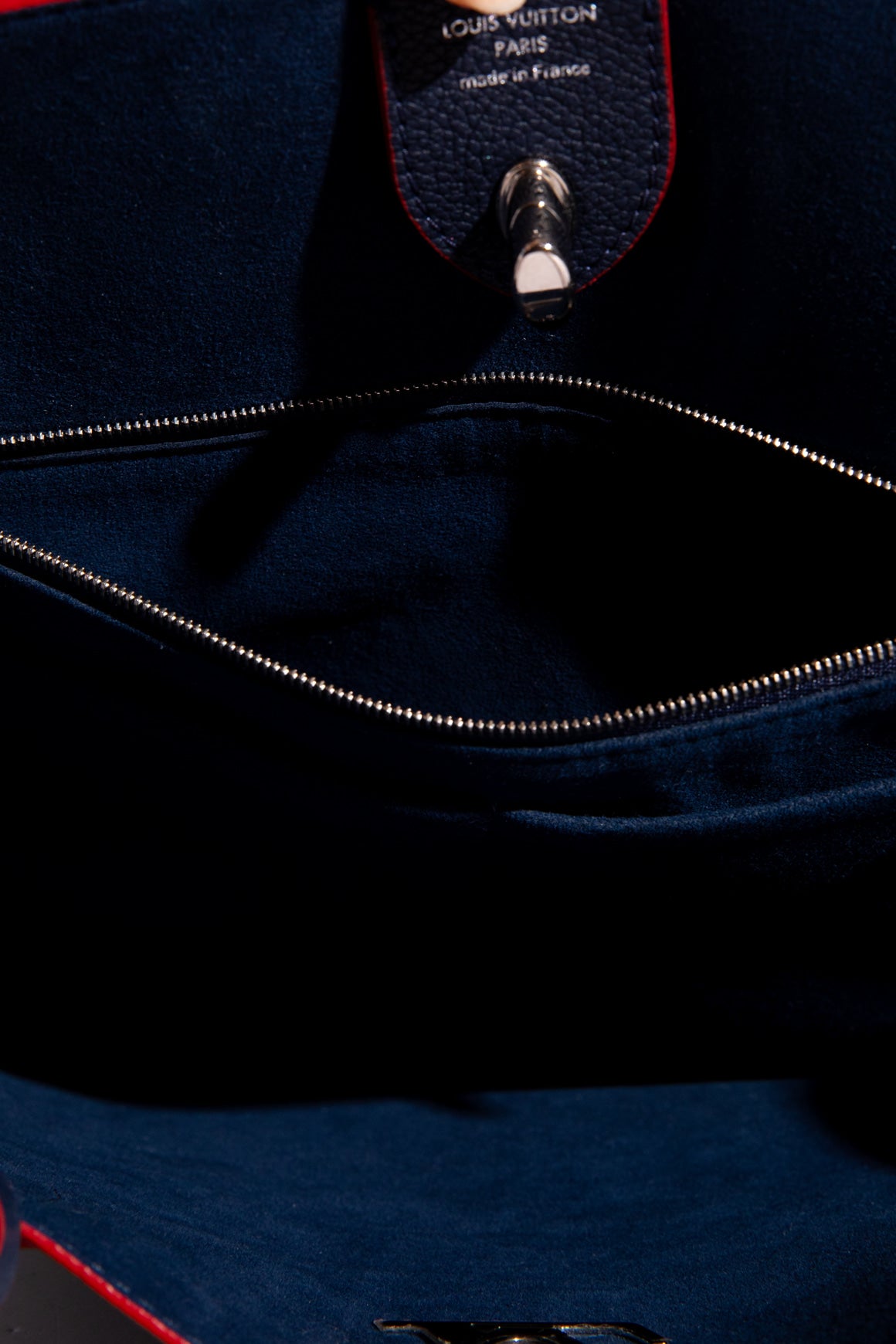LOUIS VUITTON Navy & Red Piped 'LockMe' Tote