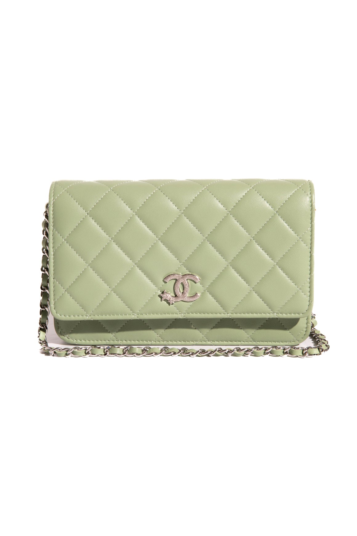 CHANEL 2024 Sage Quilted Crystal Star WOC