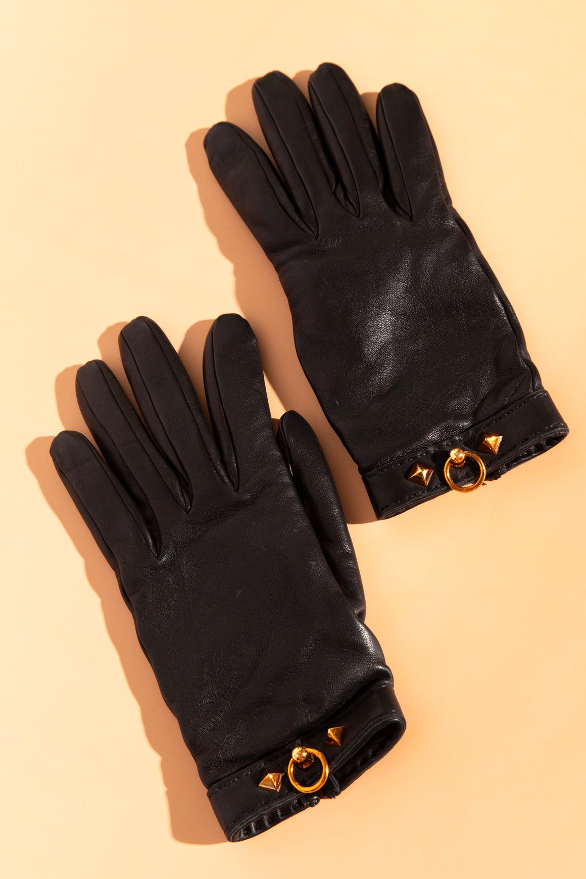 HERMES Black Lambskin Medor Gloves