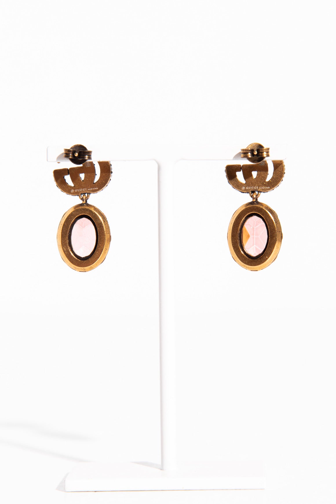 GUCCI Brass Crystal GG Earrings