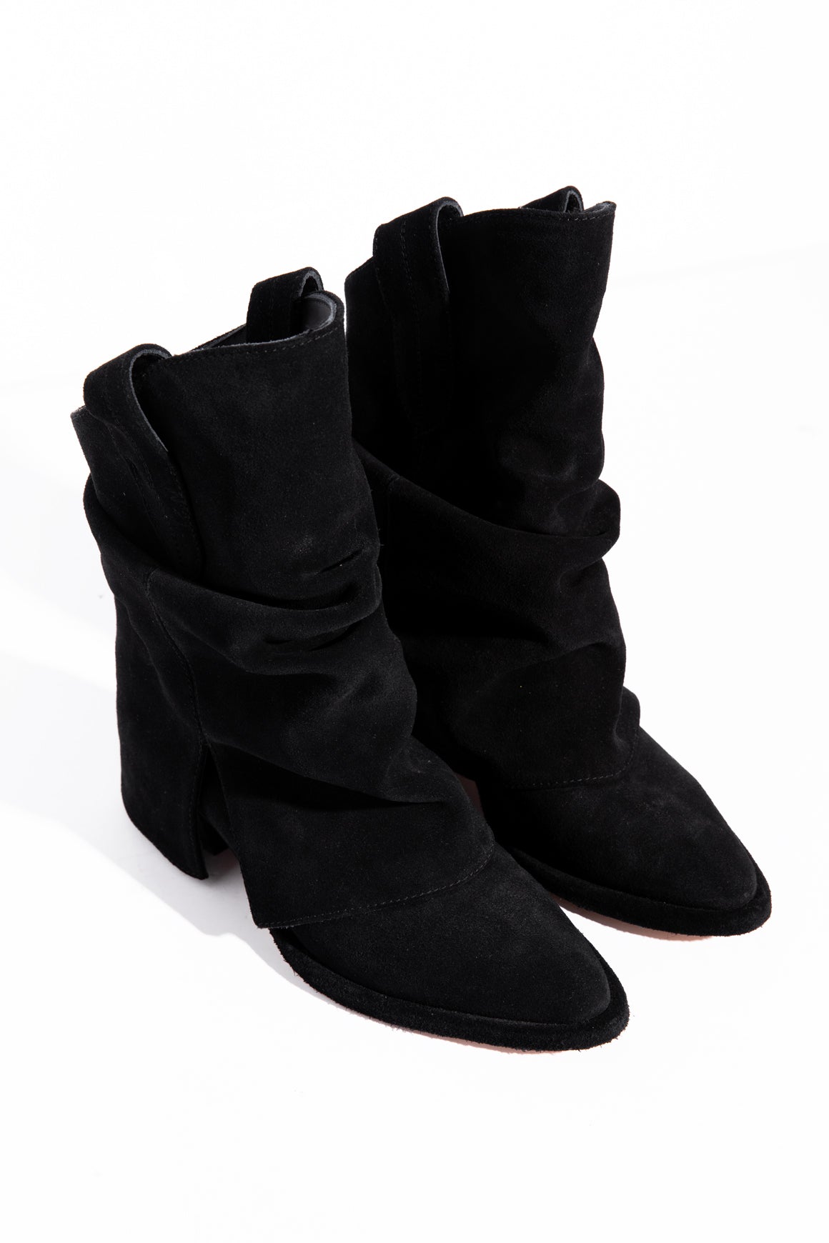 NO.21 Black Suede Fold Over Western Boots (Sz. 36)