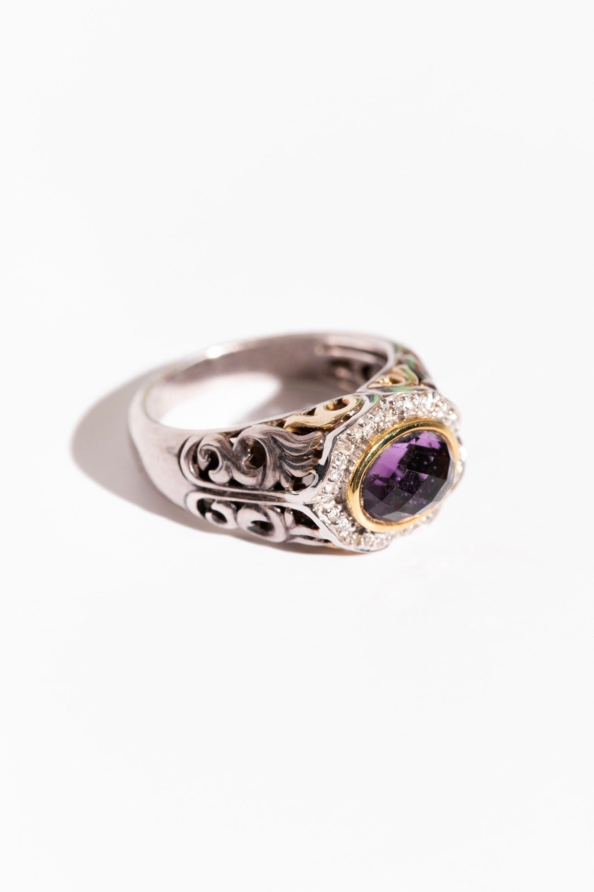 CHARLES KRYPELL Amethyst & White Diamond Ring