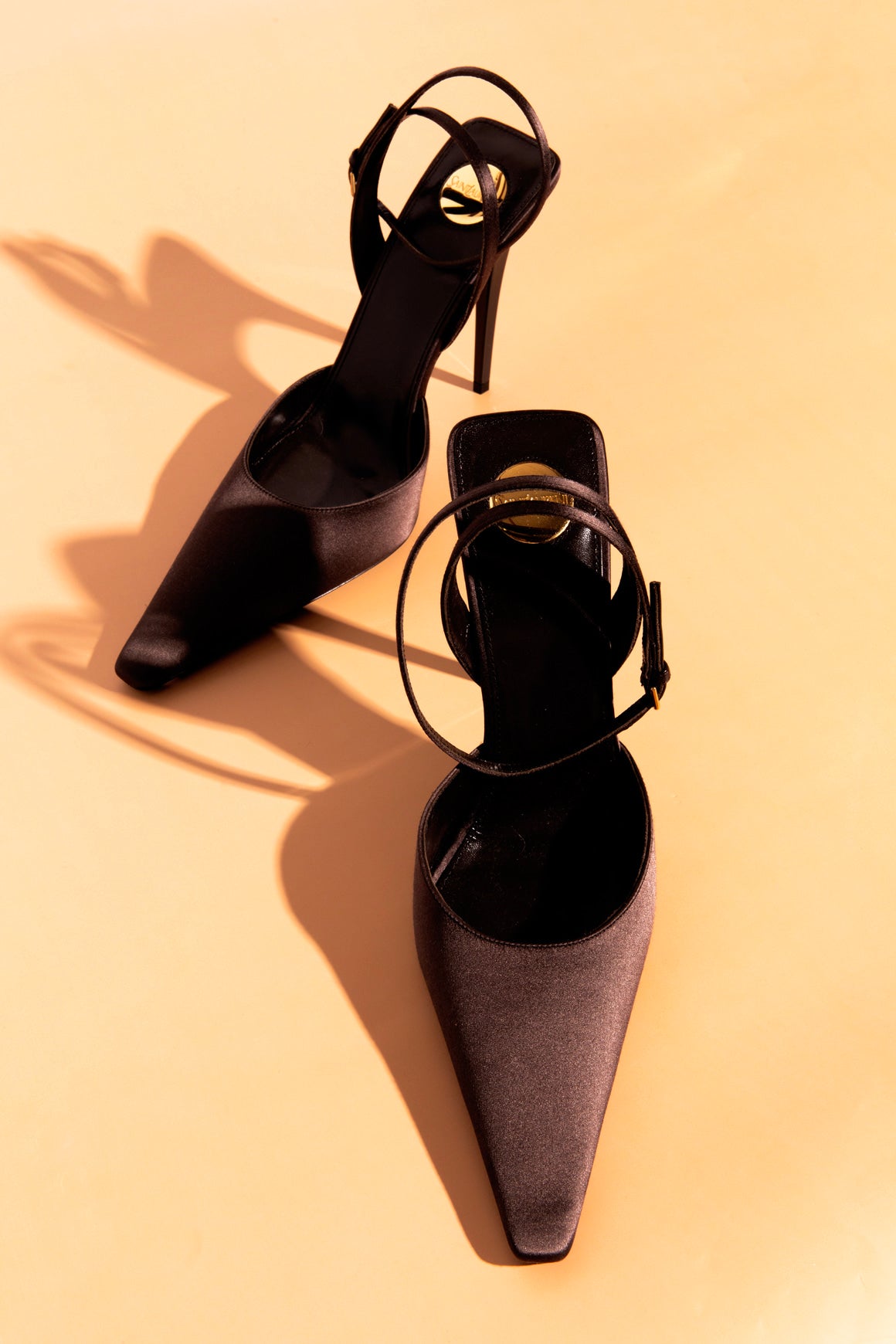 SAINT LAURENT Brown Satin Pointed Toe Heels (Sz. 40)