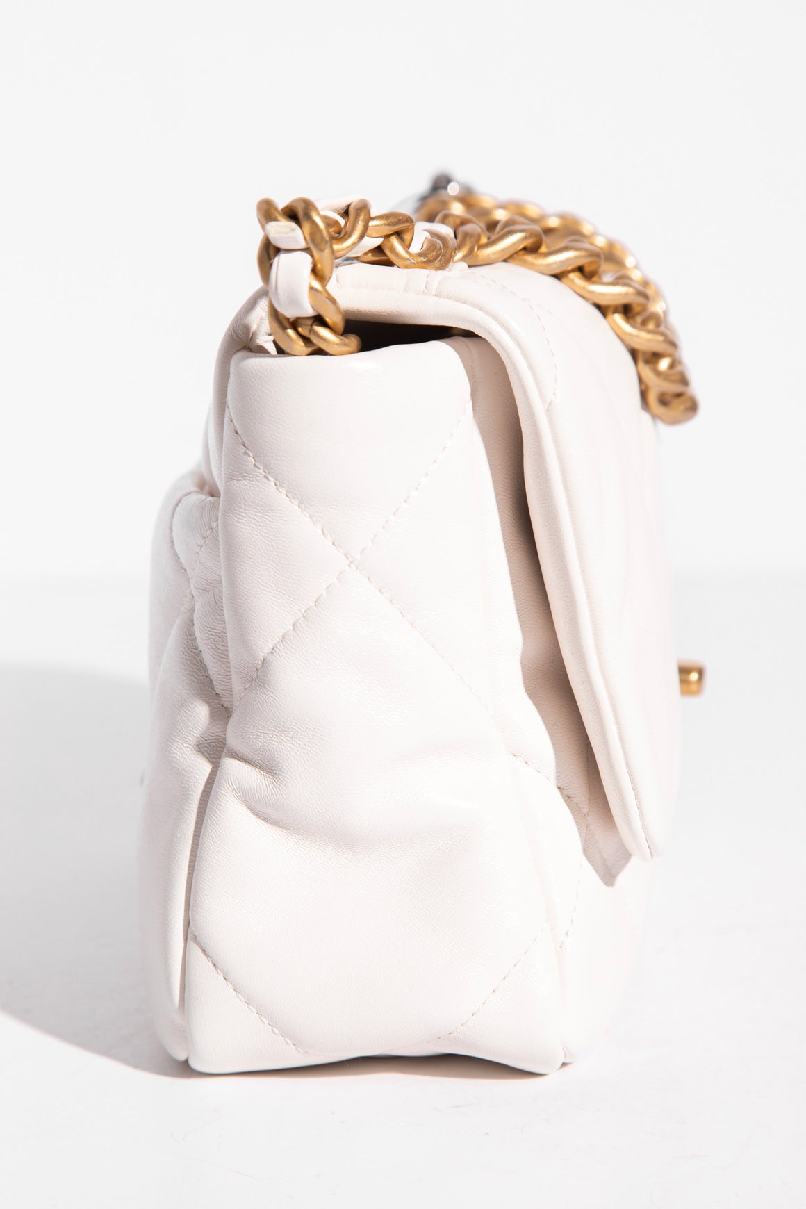 CHANEL 19 White Quilted Flap Bag