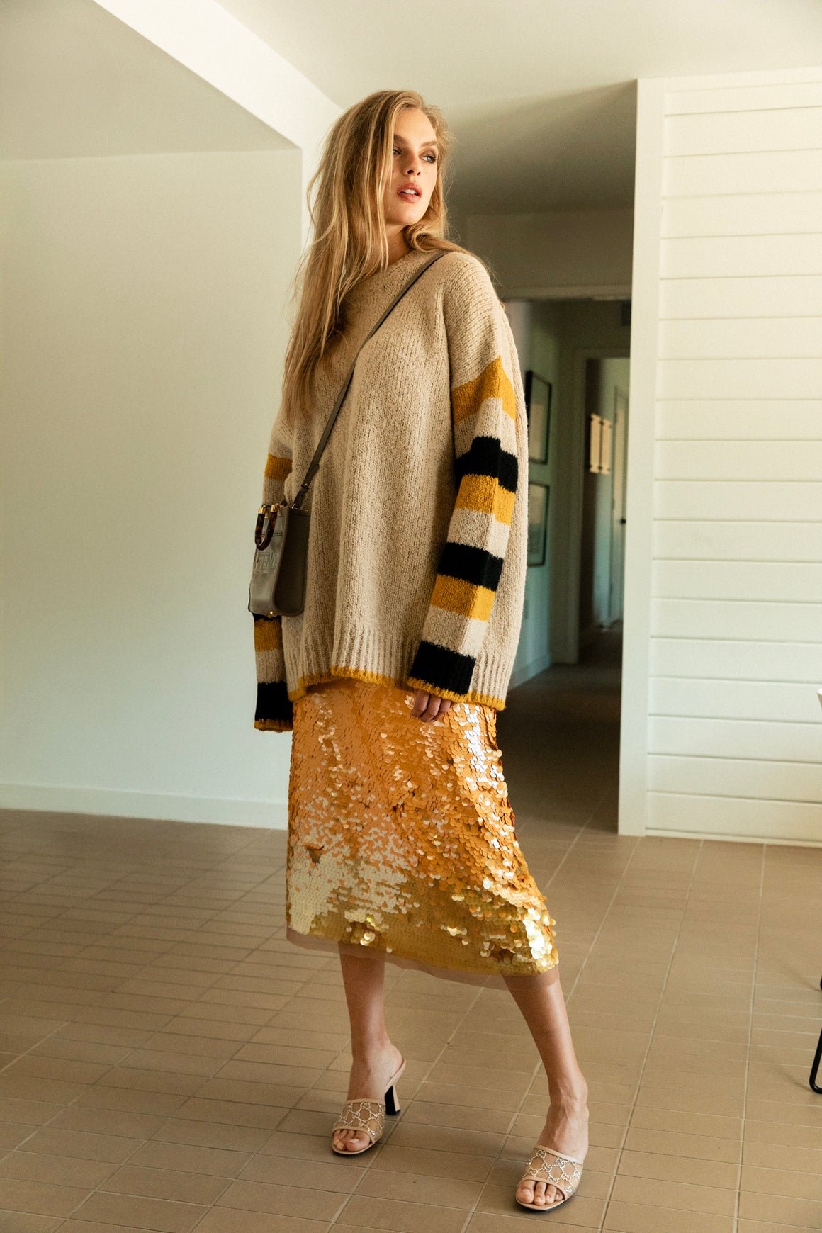 LA DOUBLE J Striped Oversized Sweater (Sz. L)