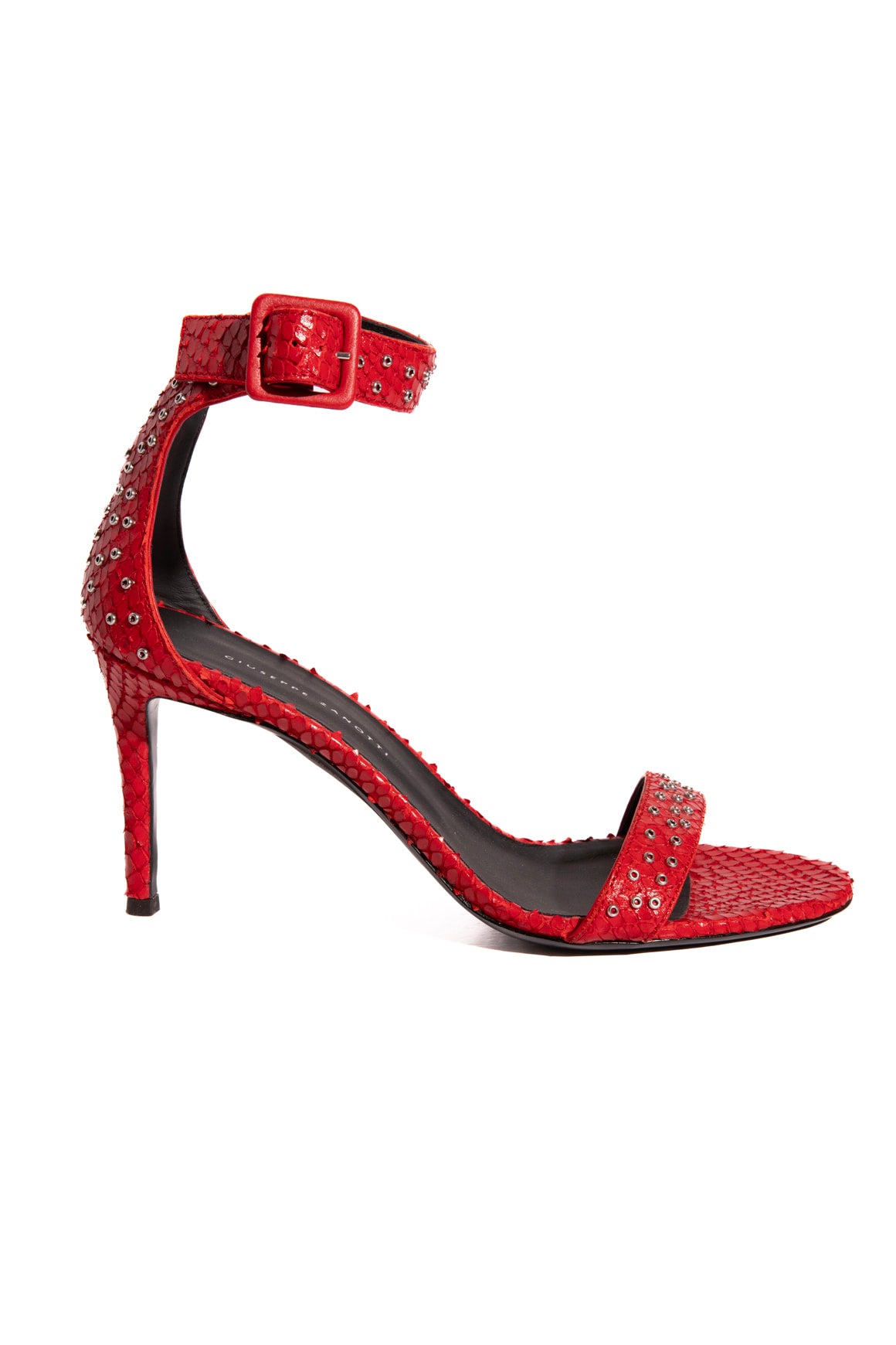 GIUSEPPE ZANOTTI Red Python Grommet Detail Heels (Sz. 37)