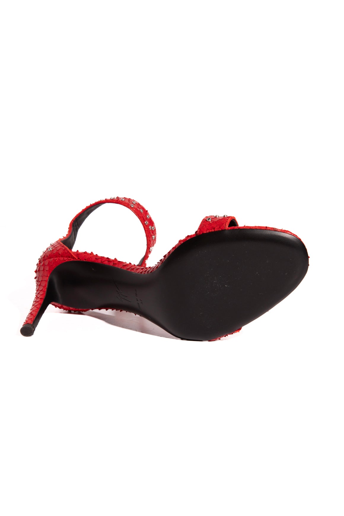 GIUSEPPE ZANOTTI Red Python Grommet Detail Heels (Sz. 37)