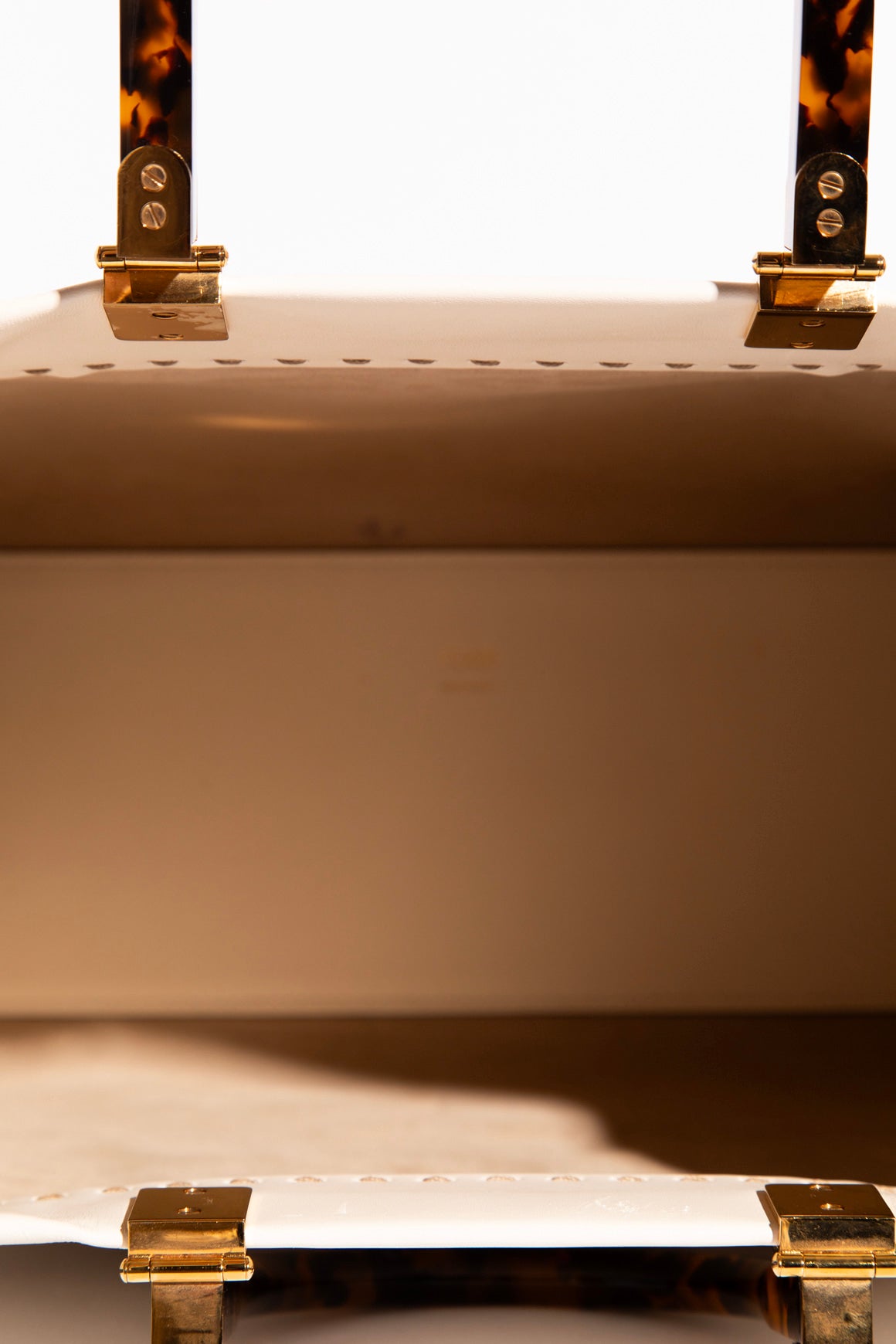 FENDI Ivory Leather Tortoise Leather Tote Bag