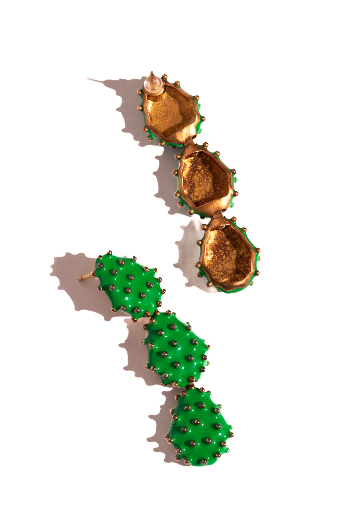 BOTTEGA VENETA Green Enamel Cactus Earrings