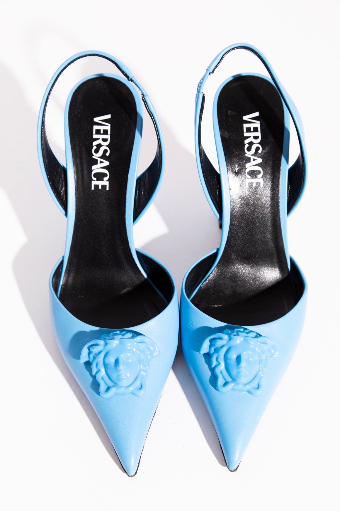 VERSACE Blue Medusa Slingbacks (Sz. 37)