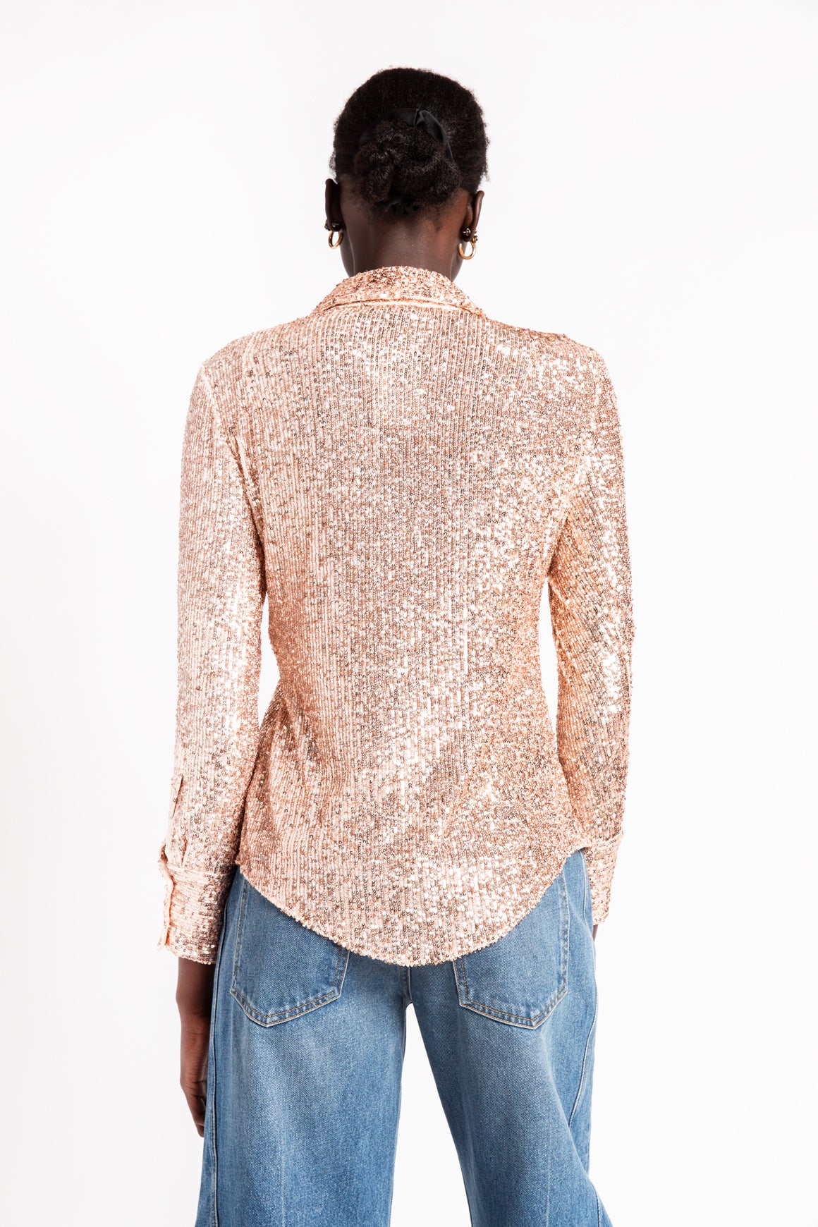 TOM FORD Pink Sequin Button Down Blouse