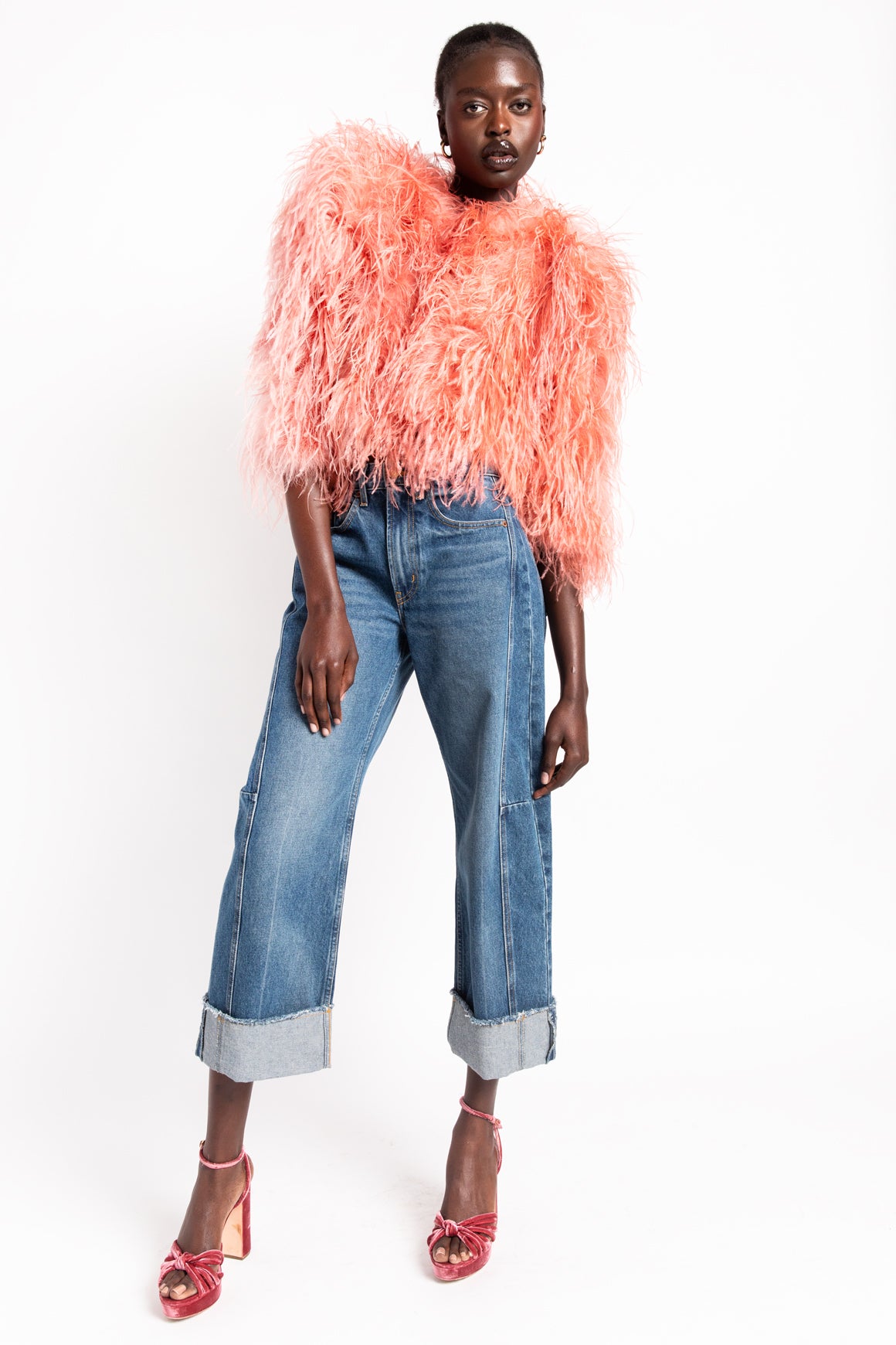 ALICE + OLIVIA Pink Kidman Feather Jacket