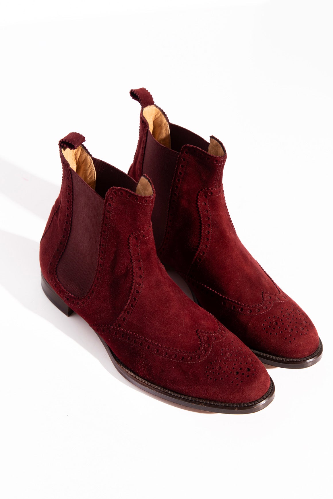 HERMES Maroon Suede Chelsea Boots (Sz. 38)