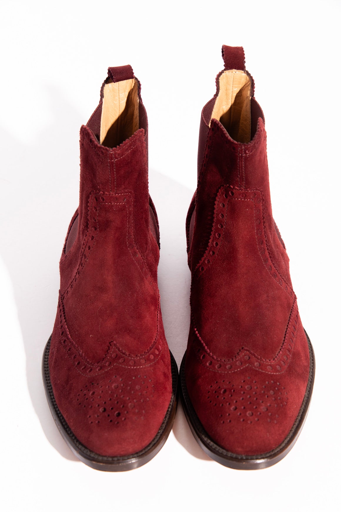 HERMES Maroon Suede Chelsea Boots (Sz. 38)