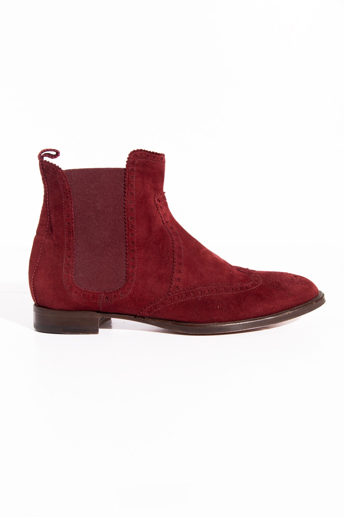 HERMES Maroon Suede Chelsea Boots (Sz. 38)