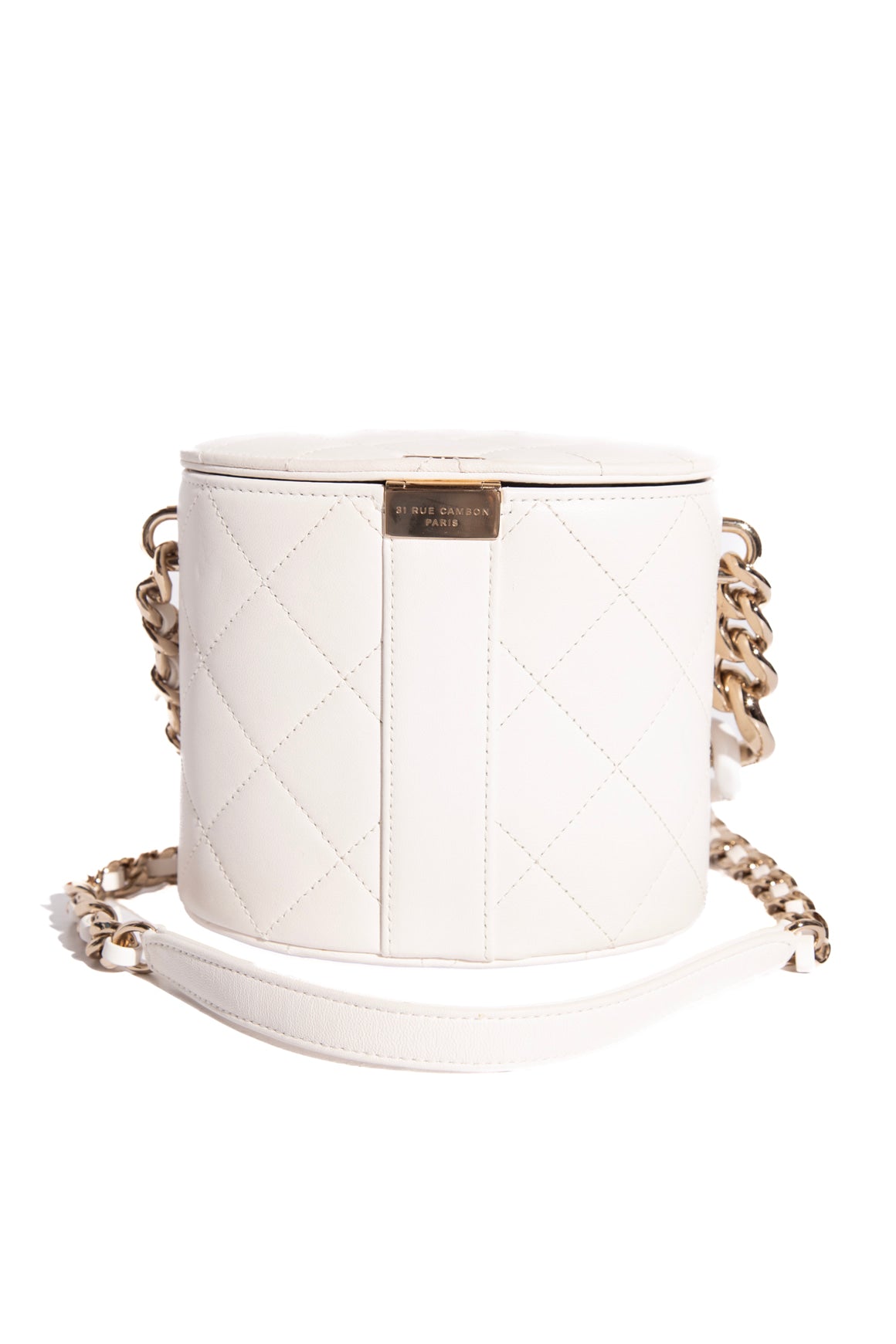CHANEL 2019 White Quilted "Elegant Chain" Vanity