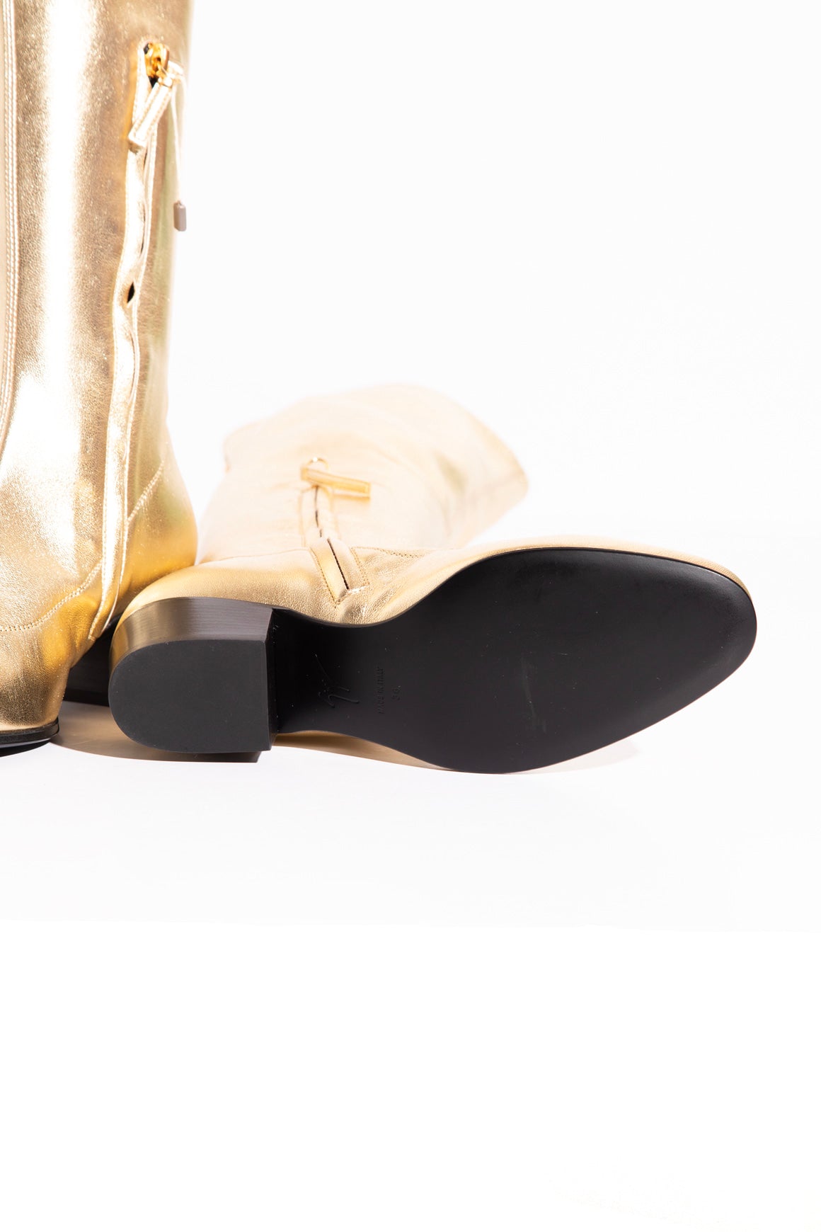 GIUSEPPE ZANOTTI Gold Knee High Boots (Sz. 36)