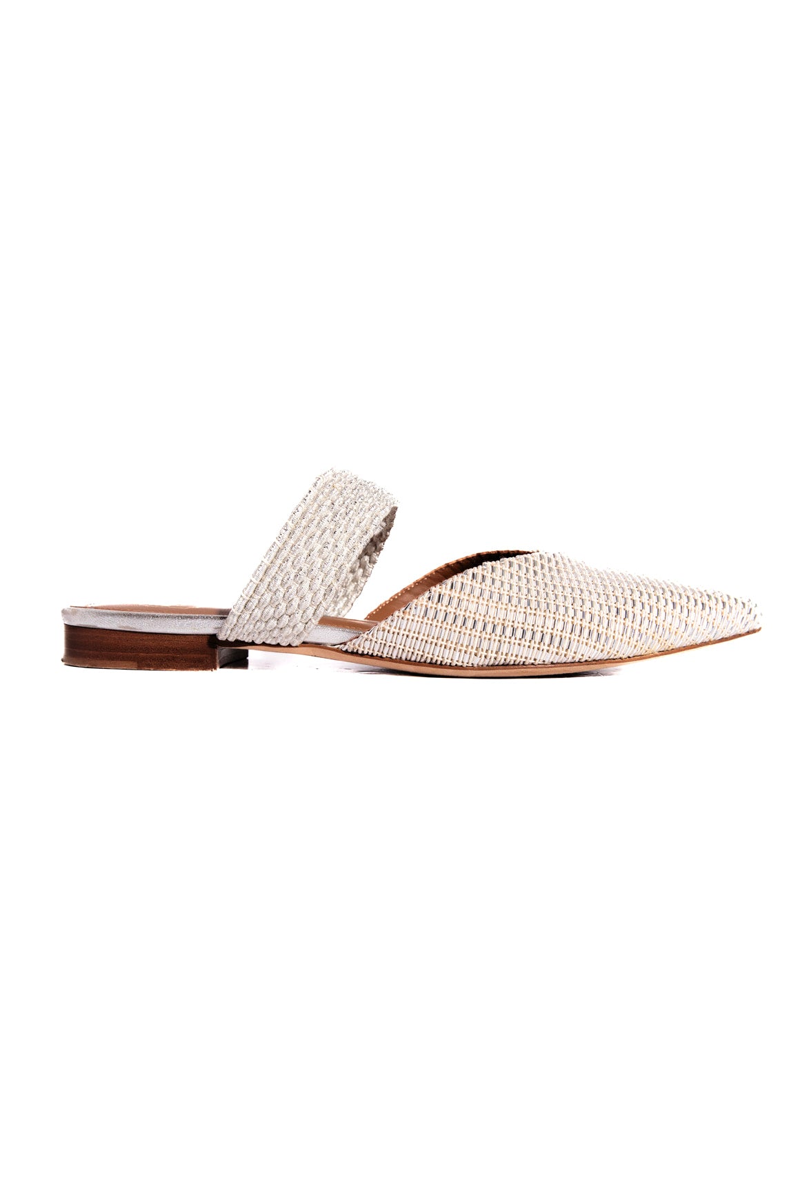 MALONE SOULIERS Silver Beaded Pointed Mules (Sz. 36.5)